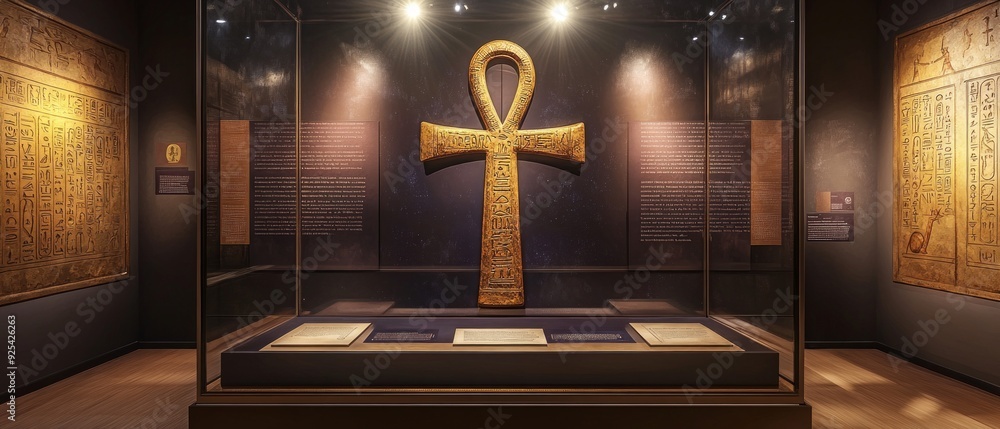 Naklejka premium Ankh Museum Display Ancient Egyptian, Coptic Christianity Religion Spiritual Symbol