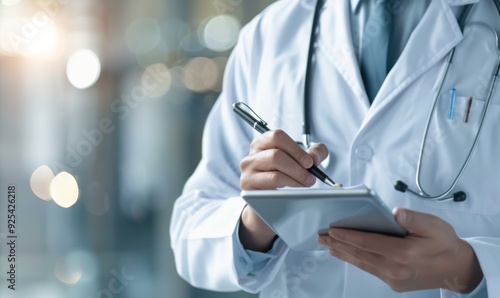 Doctor Using Tablet to Take Notes in a Hospital Environment