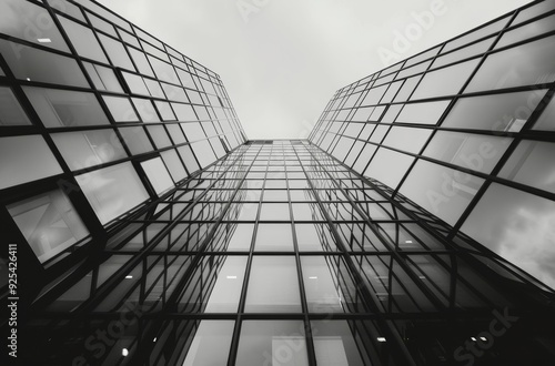 Modern Glass Building Reaching Sky Under Cloudy Sky