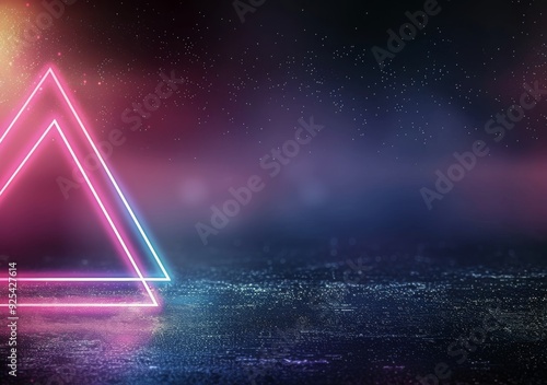 Neon Triangle Abstract Design With Starry Background