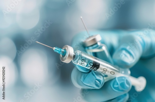 Medical Professional Preparing Vaccine Injection in Laboratory Setting