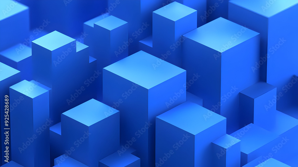 Abstract blue 3D geometric pattern with overlapping cubes. Abstract blue 3D geometric pattern with overlapping cubes.