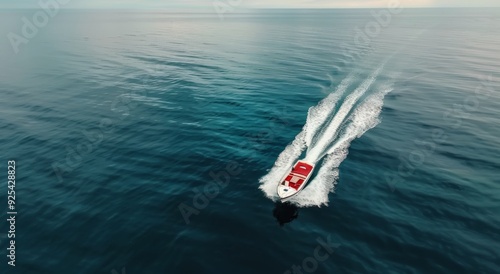 Speeding Boat on Clear Blue Waters Near Coastal Region