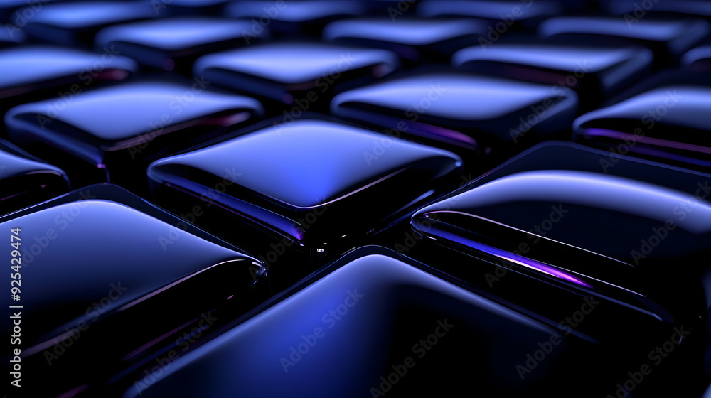 Abstract blue and black shiny squares in a grid pattern. Abstract blue and black shiny squares in a grid pattern.