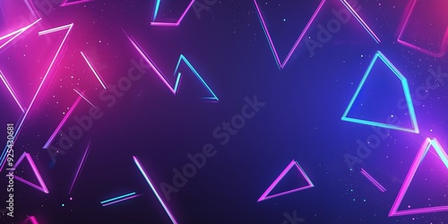futuristic corridor with triangles background, fluorescent ultraviolet light, colorful laser neon lines