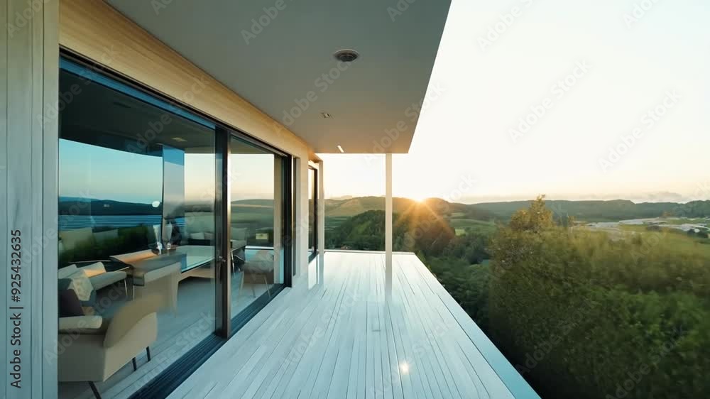 Modern Home Extension With Scenic View From the Veranda at Sunset Generative AI Modern Home Extension With Scenic View From the Veranda at Sunset Generative AI