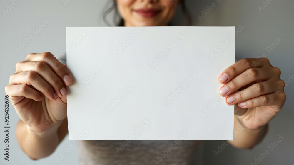 woman holding blank paper woman holding blank paper
