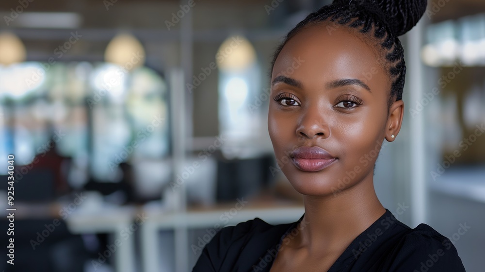 A confident woman in professional attire stands in an office setting, looking directly at the camera with a composed and determined expression. A confident woman in professional attire stands in an office setting, looking directly at the camera with a composed and determined expression.
