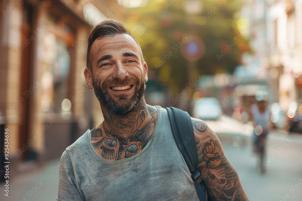 Handsome beard man with a lot of tattoos on his body Handsome beard man with a lot of tattoos on his body