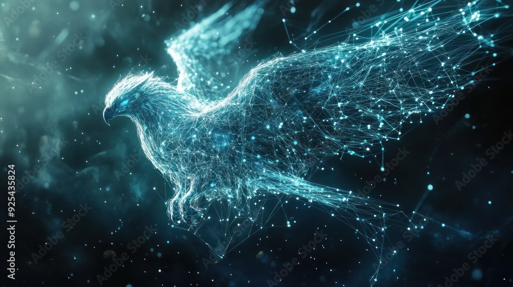 Digital Eagle Soaring Through a Glittering Nebula Digital Eagle Soaring Through a Glittering Nebula