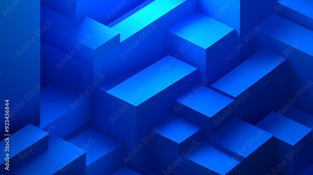Abstract blue geometric background with 3D shapes. Abstract blue geometric background with 3D shapes.