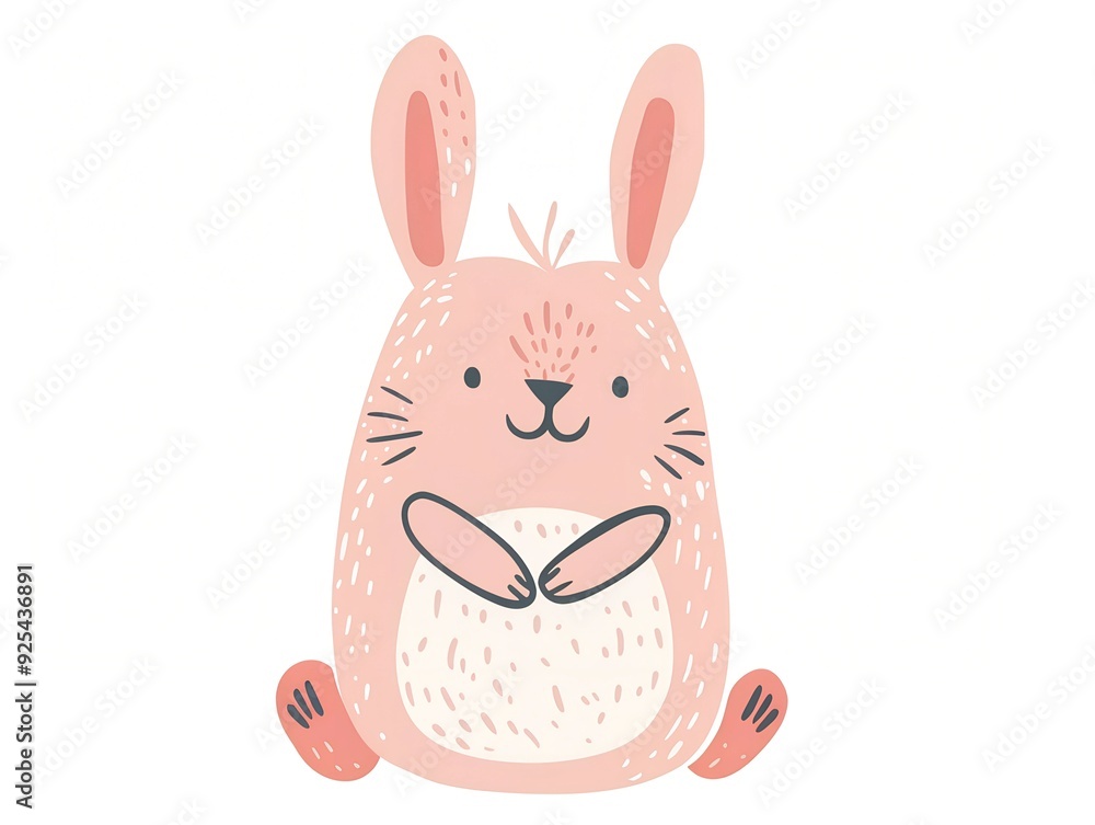 Obraz premium Bunny clipart simple illustration for kids book. AI generated
