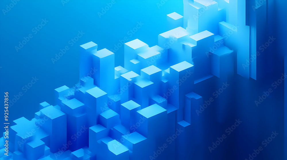 Abstract blue geometric shapes creating a modern, digital landscape. Abstract blue geometric shapes creating a modern, digital landscape.