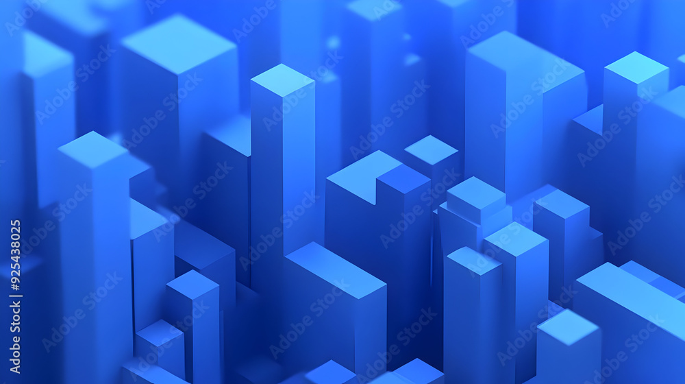 Abstract blue geometric shapes forming a city skyline. Abstract blue geometric shapes forming a city skyline.