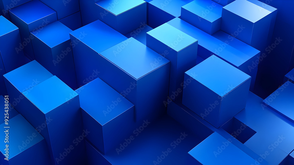 Abstract blue geometric shapes forming a dynamic 3D pattern. Abstract blue geometric shapes forming a dynamic 3D pattern.