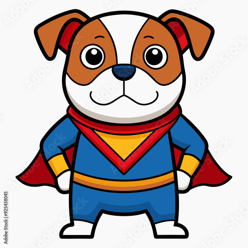 Animal Holiday Icon Cute Bulldog Superhero Cartoon Vector