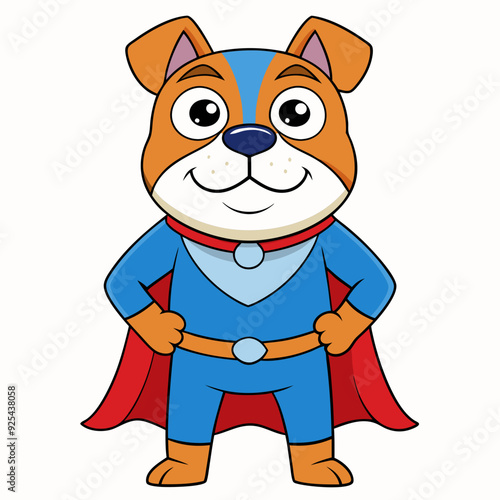 Animal Holiday Icon Cute Bulldog Superhero Cartoon Vector