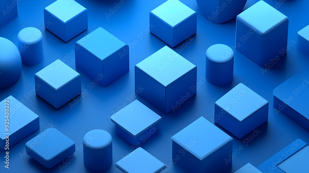 Abstract blue geometric shapes on a blue background. Abstract blue geometric shapes on a blue background.