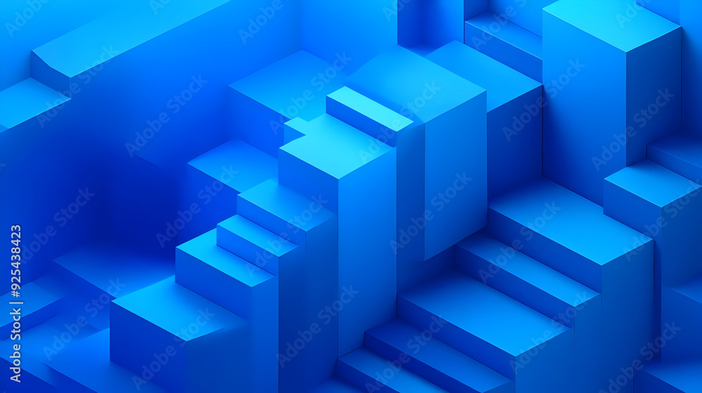Abstract blue geometric shapes with a 3D effect, creating a dynamic and modern composition. Abstract blue geometric shapes with a 3D effect, creating a dynamic and modern composition.