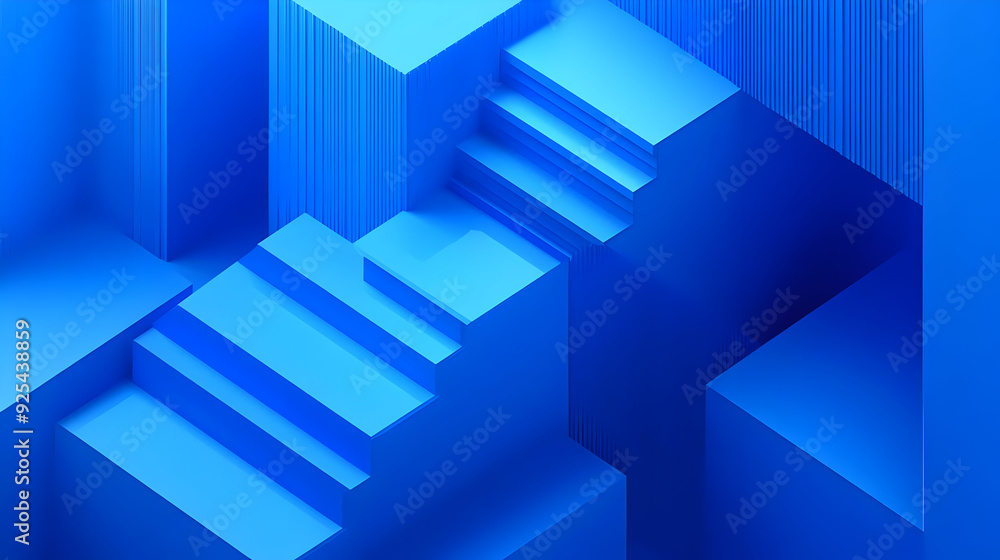 Abstract blue geometric shapes with stairs. Abstract blue geometric shapes with stairs.
