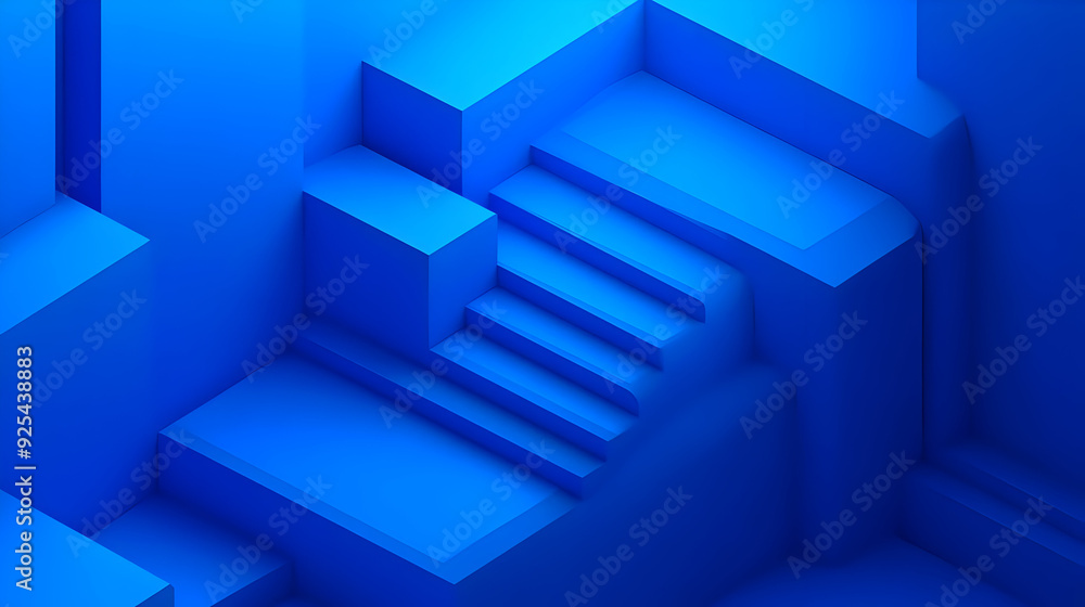Abstract blue geometric shapes with stairs. Abstract blue geometric shapes with stairs.