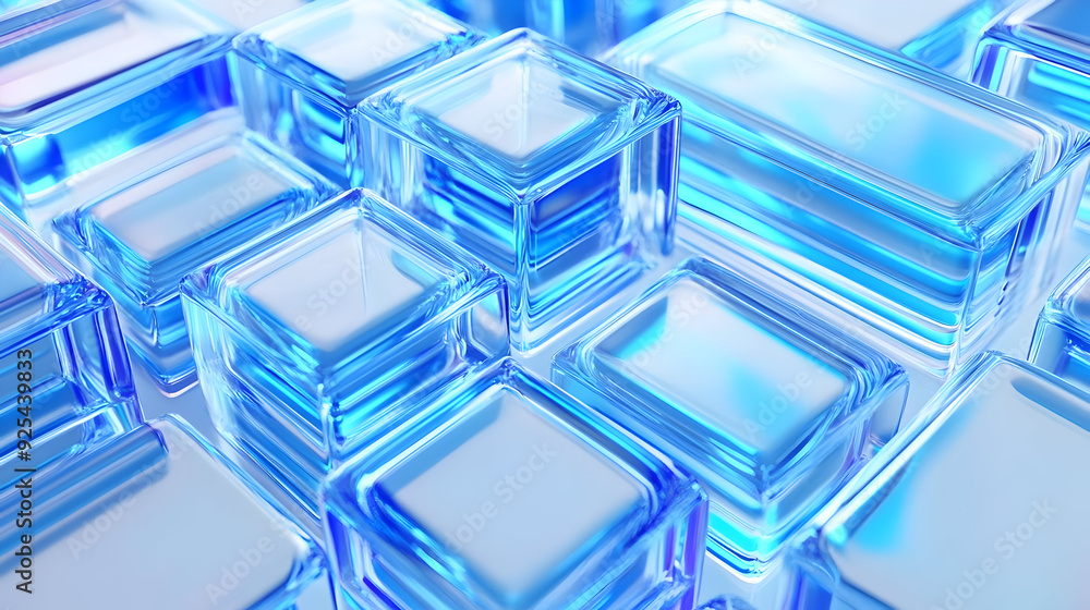 Abstract blue glass cubes with reflections. Abstract blue glass cubes with reflections.