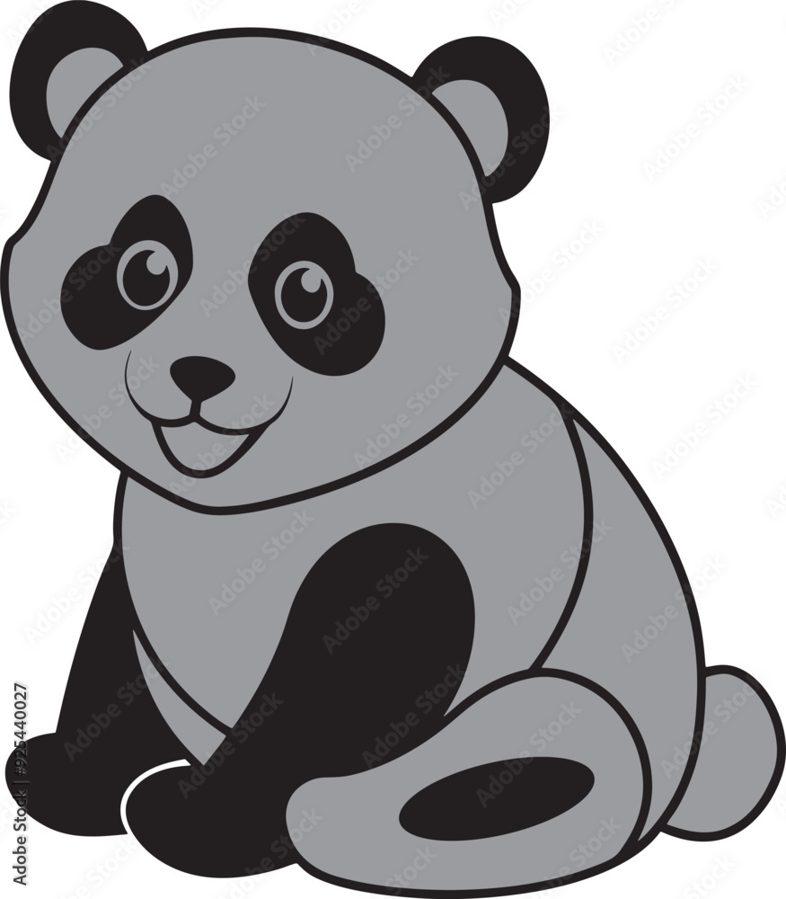 Baby panda vector art illustration on a white background Baby panda vector art illustration on a white background