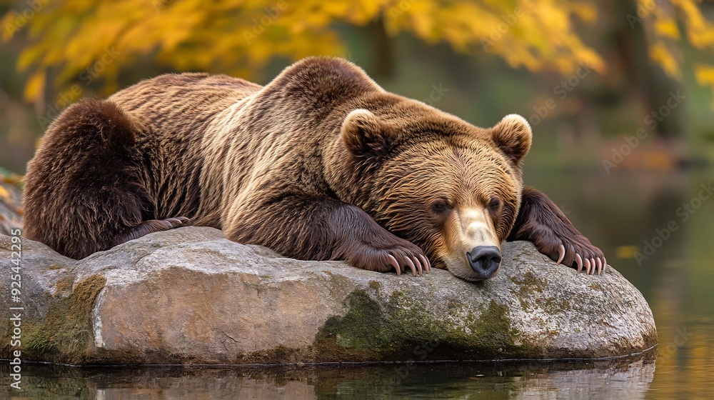 Fototapeta premium Grizzly Bear Standing by Water