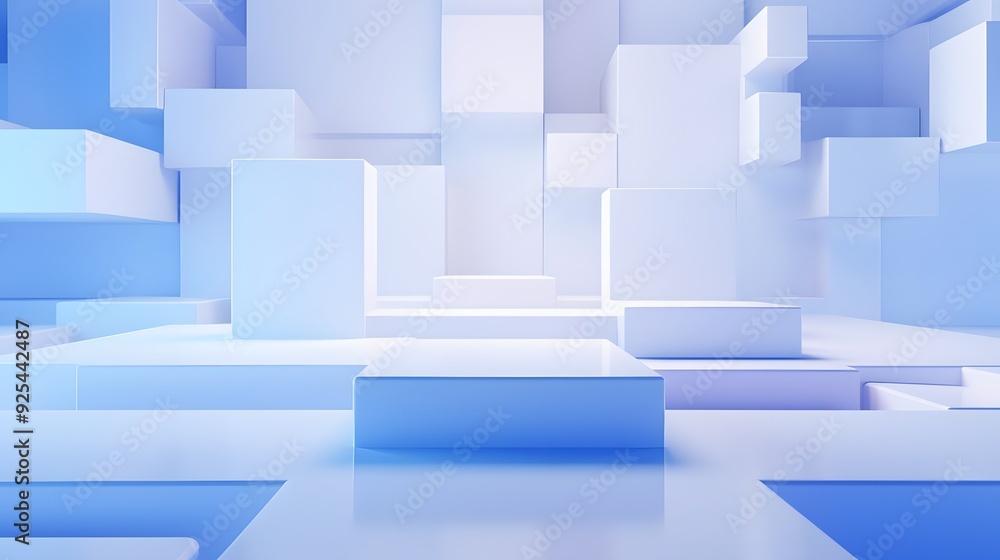 3d rendering of white and blue abstract geometric background. Scene for advertising, technology, showcase, banner, game, sport, cosmetic, business, metaverse. Sci-Fi Illustration. Product display 3d rendering of white and blue abstract geometric background. Scene for advertising, technology, showcase, banner, game, sport, cosmetic, business, metaverse. Sci-Fi Illustration. Product display