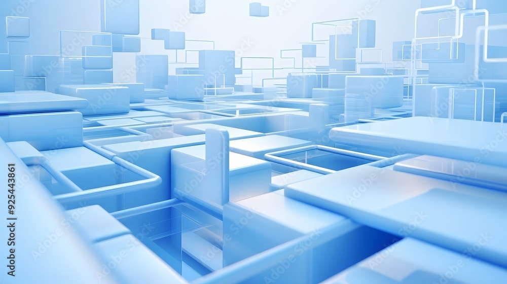 3d rendering of white and blue abstract geometric background. Scene for advertising, technology, showcase, banner, game, sport, cosmetic, business, metaverse. Sci-Fi Illustration. Product display 3d rendering of white and blue abstract geometric background. Scene for advertising, technology, showcase, banner, game, sport, cosmetic, business, metaverse. Sci-Fi Illustration. Product display