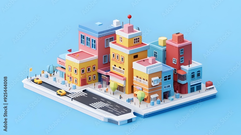 Low Poly Colorful City Illustration Low Poly Colorful City Illustration