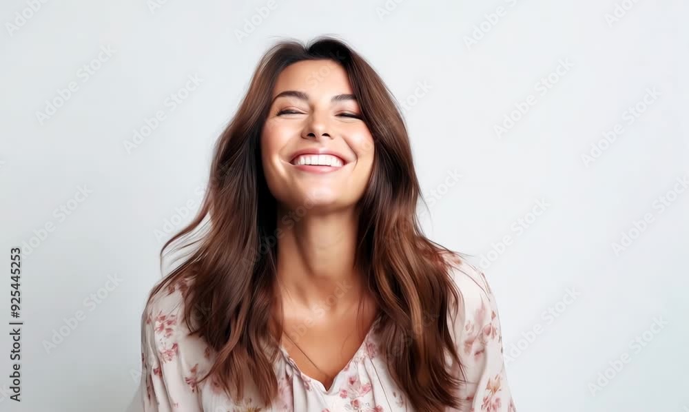 Portrait of a beautiful young woman smiling on a white background. Portrait of a beautiful young woman smiling on a white background.