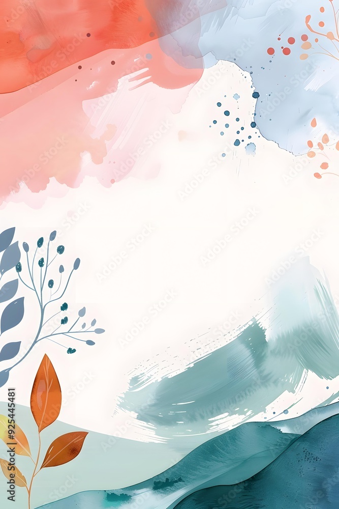 Obraz premium Abstract Watercolor Background With Floral Elements