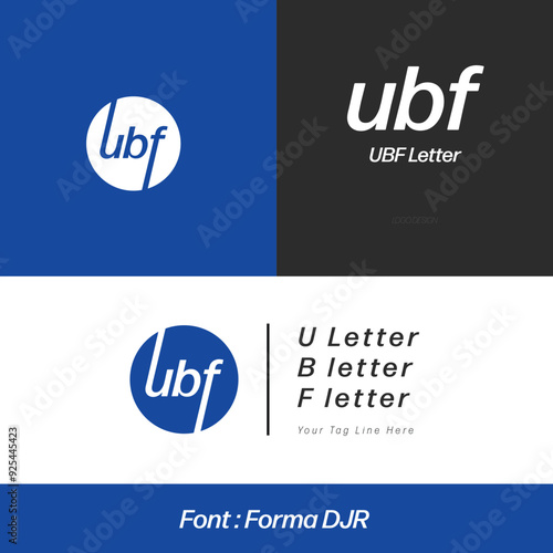 UBF letter logo design fully editable vector file with some branding font Forma DJR also with colors