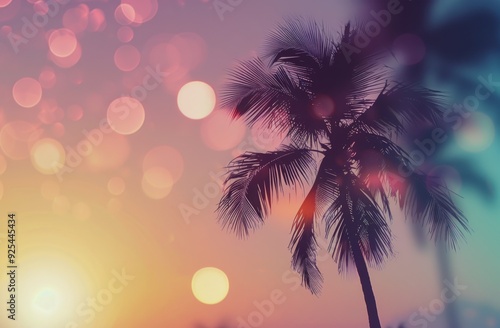 Golden Sunset Over Ocean With Silhouetted Palm Trees at Dusk