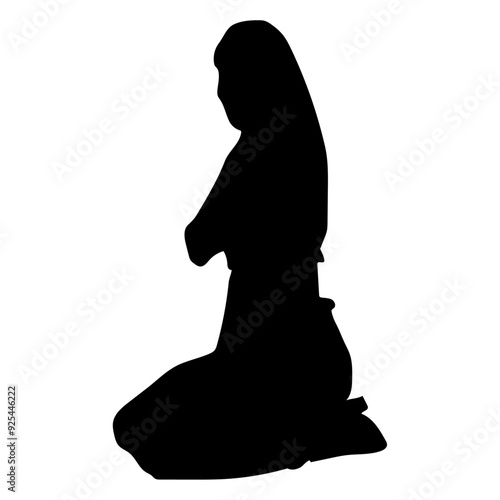 a stylist fashion woman sitting on the ground, smart looking pose, vector silhouette.