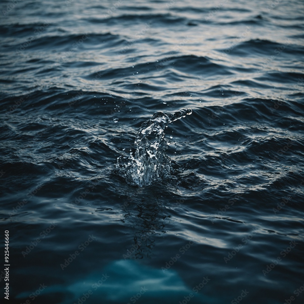 Obraz premium Deep blue ocean waves crashing against rugged cliffs, with dramatic skies and a distant horizon adding to the scene