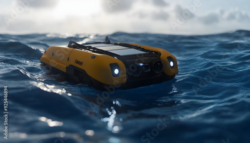 Self-operating underwater explorer charting the ocean's abyss.