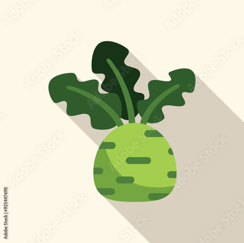 Green kohlrabi with large leaves, perfect for illustrating healthy eating or farming concepts