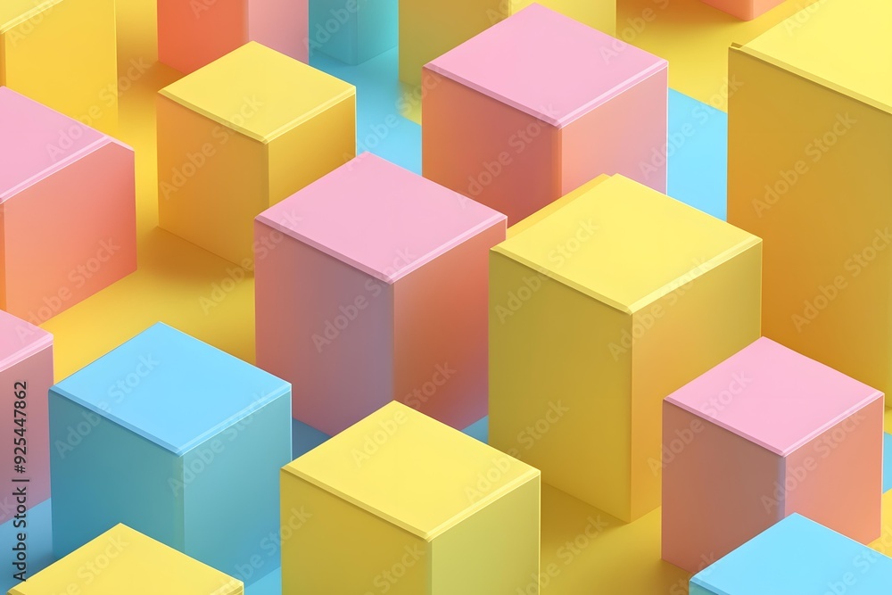 Abstract 3D Geometric Shapes Background in Pastel Colors Abstract 3D Geometric Shapes Background in Pastel Colors