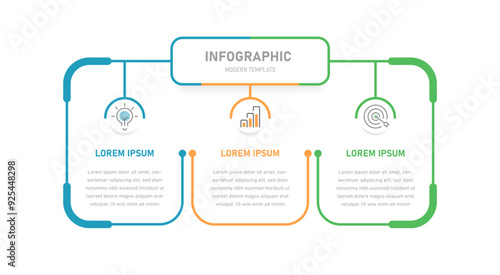 An infographic template with 3 steps. Business infographics for presentation. Changeable icons