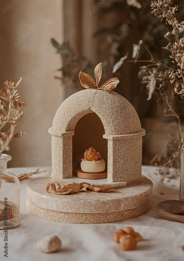 Small Cake in a Miniature Building Shaped Like a Dome Small Cake in a Miniature Building Shaped Like a Dome