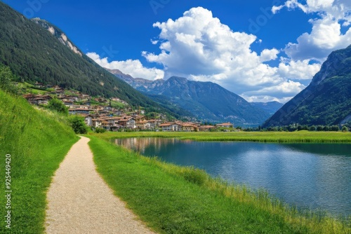 Mountain Village by the Lake