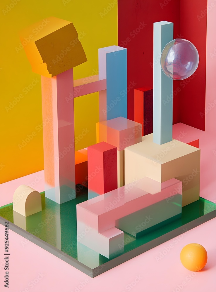 Fototapeta premium Abstract Colorful 3D Geometric Shapes Illustration