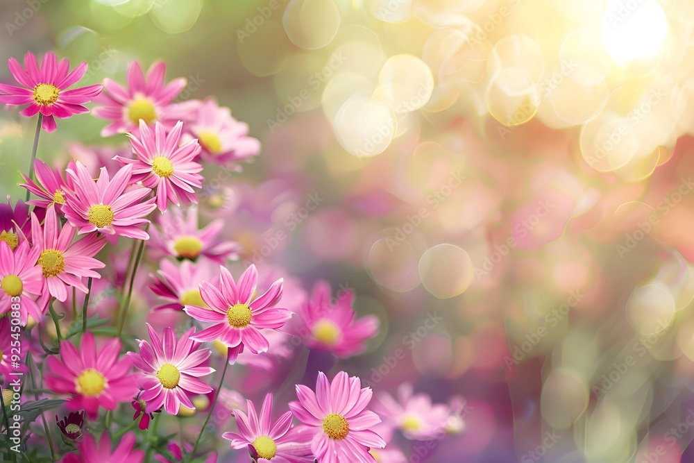 Fototapeta premium Pink Flowers with Bokeh Background