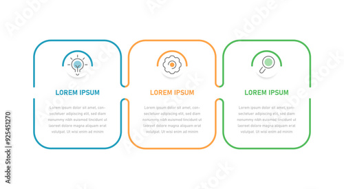An infographic template with 3 steps. Business infographics for presentation. Changeable icons