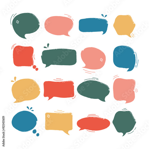 Brush Stroke Speech Bubble Set Vector Design.