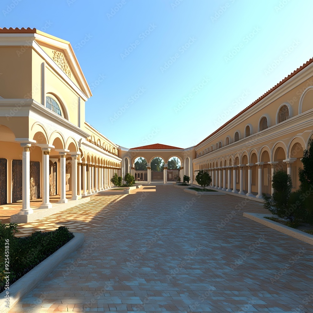 Fototapeta premium Classical Roman Architecture Courtyard With Columns