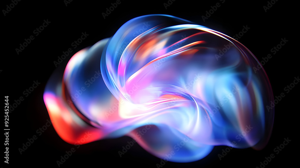 Abstract colorful glowing shape against a black background. Abstract colorful glowing shape against a black background.