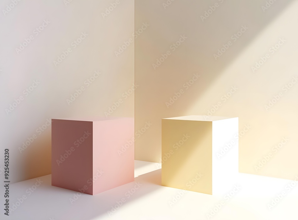 Minimalist Abstract Background with Two Cubes Minimalist Abstract Background with Two Cubes